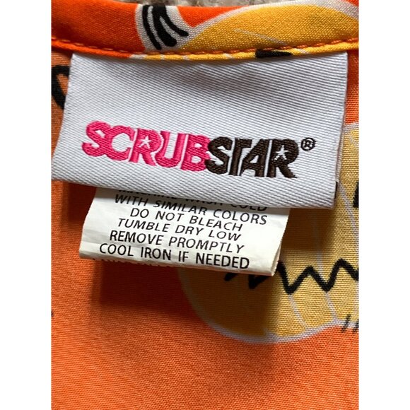 Halloween Spooky Scrub Top Medical Nursing Uniform Print Cats Ghosts Pumpkins - Picture 4 of 8